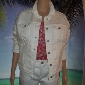 Old Navy Womens' Trucker White Jean Jacket-Large New with Tags